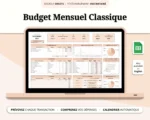 Aperçu du modèle de Budget Mensuel Classique sur Google Sheets
