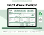 Aperçu du modèle de Budget Mensuel Classique sur Google Sheets
