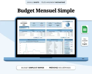 Aperçu du modèle de Budget Mensuel Classique sur Google Sheets