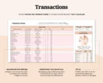 Aperçu de la page Transactions du Budget Mensuel Classique