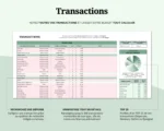 Aperçu de la page Transactions du Budget Mensuel Classique