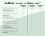Tableau comparatif des fonctionnalités des différents Budget d'Organised Oasis