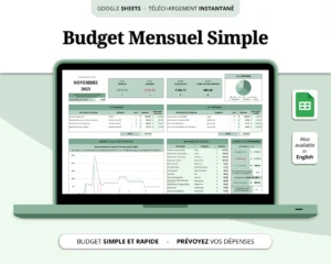 Aperçu du modèle de Budget Mensuel Classique sur Google Sheets