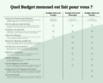 Tableau comparatif des fonctionnalités des différents Budget d'Organised Oasis